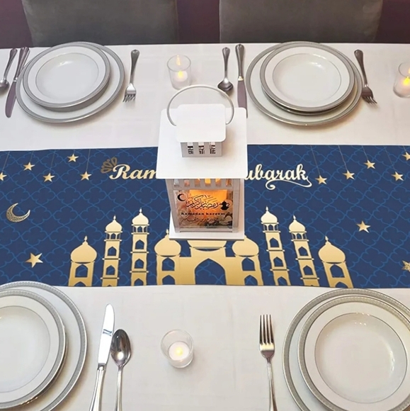 Parsup Ramadan Mubarak Table Runner Table 13.8 x 71 Inches - Picture 2 of 8